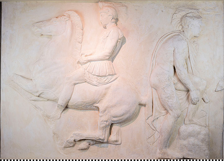 Thumbnail of Plaster Cast of West Parthenon Frieze Panel–A Man on Horseback and a Man Standing (1912.02.0028)