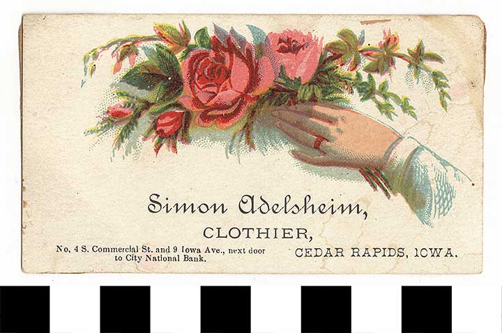 Thumbnail of Business Advertisement Card:  Simon Adelsheim Clothier  (1972.21.0114)