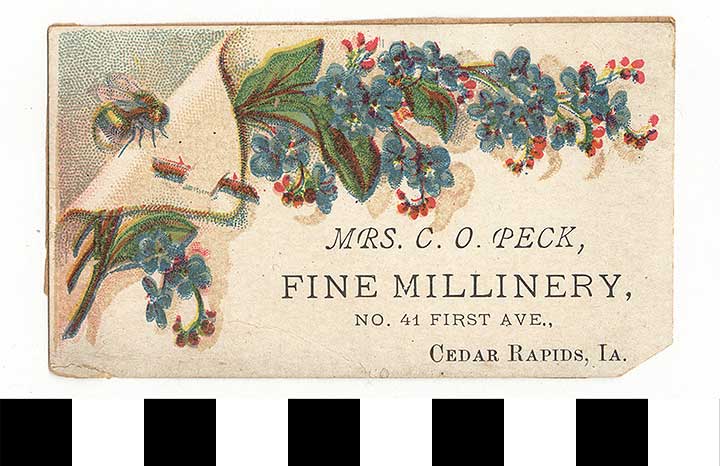 Thumbnail of Business Advertisement Card: Mrs. C.O. Peck (1972.21.0115)