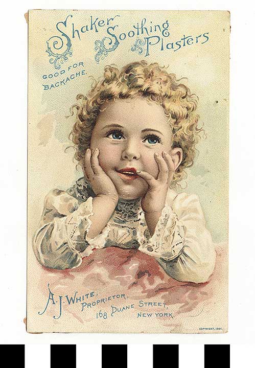 Thumbnail of Business Advertisement Card: Shaker Soothing Plasters (1972.21.0129)