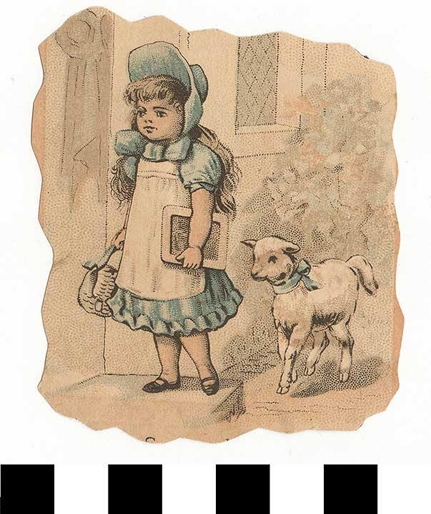 Thumbnail of Business Advertisement Card Cut-Out: Mary and her Lamb (1972.21.0148)