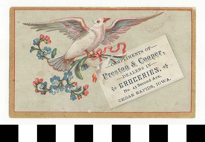 Thumbnail of Business Advertisement Card: "Preston & Cooper, Dealers in Groceries" (1972.21.0167)