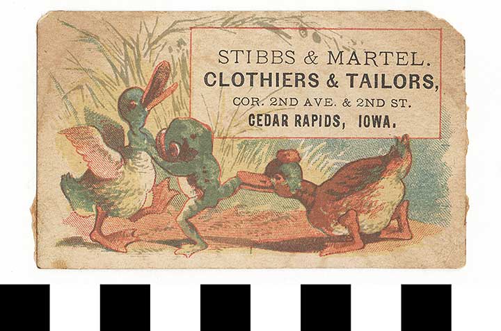 Thumbnail of Business Advertisement Card: "Stibbs & Martel, Clothiers & Tailors" (1972.21.0184)