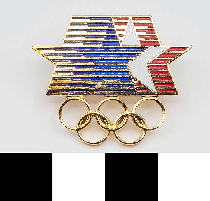 Thumbnail of Commemorative Olympic Pin Set: 5 Stars, 5 Rings (1984.04.0001A)