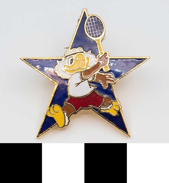 Thumbnail of Commemorative Olympic Pin Set: Eagle Tennis Player, Blue Star (1984.04.0001AF)