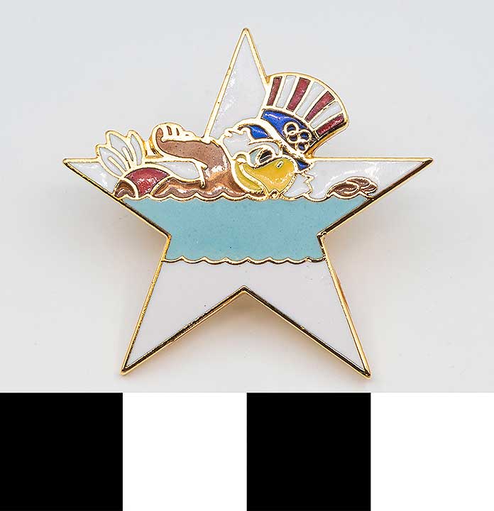 Thumbnail of Commemorative Olympic Pin Set: Eagle Swimmer, White Star (1984.04.0001AJ)