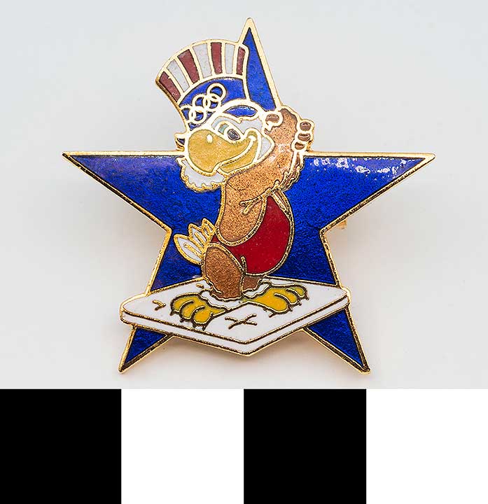 Thumbnail of Commemorative Olympic Pin Set: Eagle on Wrestling Mat, Blue Star (1984.04.0001AK)