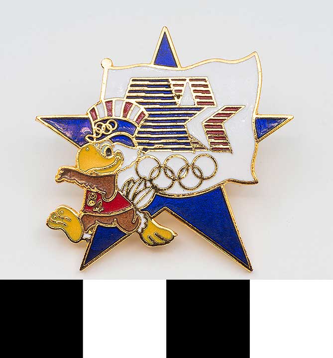 Thumbnail of Commemorative Olympic Pin Set: Eagle, Flag with Stars and 5 Rings (1984.04.0001C)