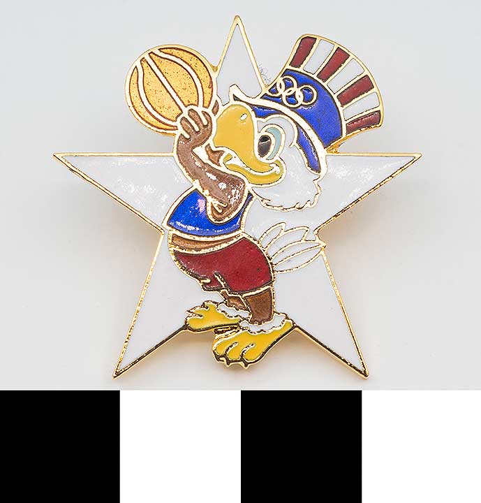Thumbnail of Commemorative Olympic Pin Set: Eagle with Basketball, White Star (1984.04.0001N)