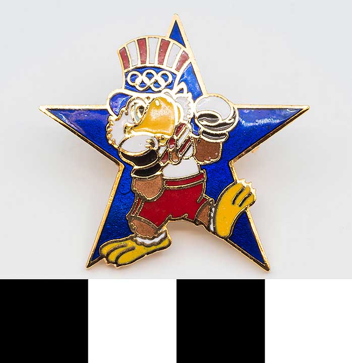 Thumbnail of Commemorative Olympic Pin Set: Eagle with Boxing Gloves, Blue Star (1984.04.0001O)