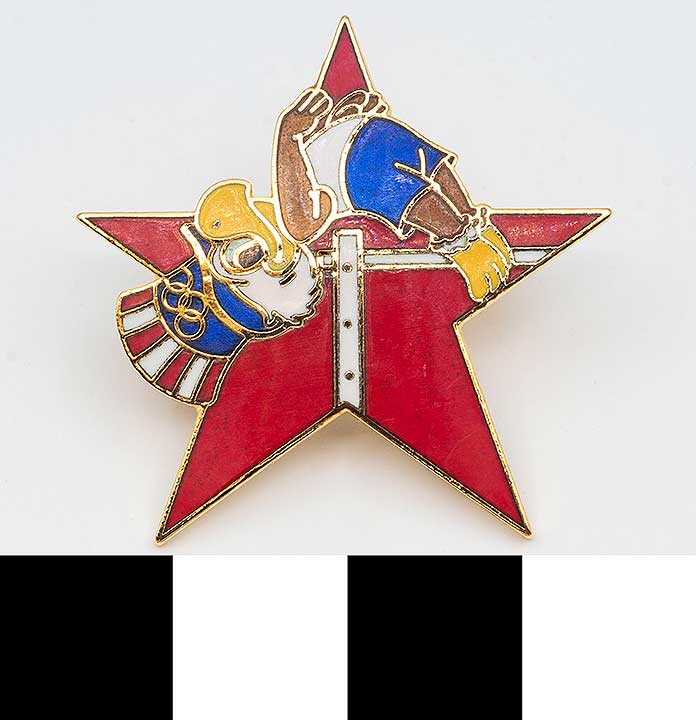 Thumbnail of Commemorative Olympic Pin Set: Eagle High Jumper, Red Star (1984.04.0001P)