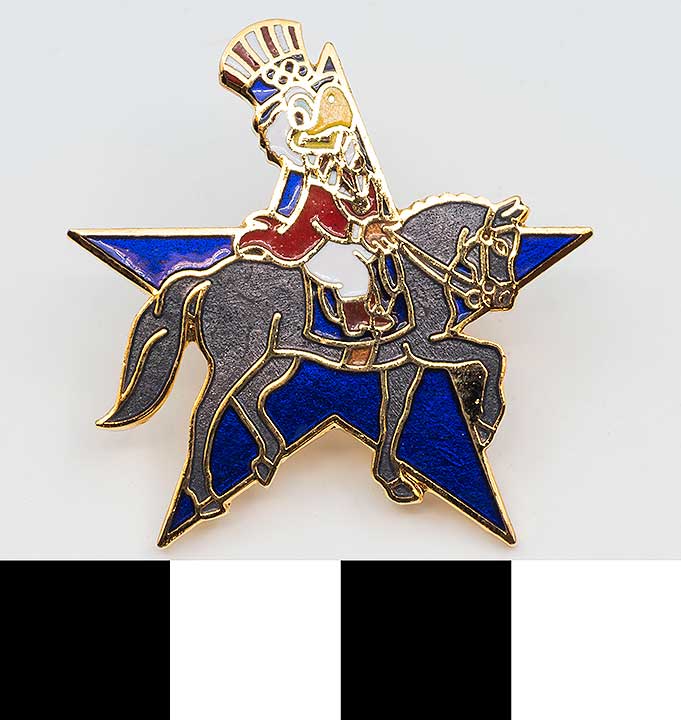 Thumbnail of Commemorative Olympic Pin Set: Eagle on Horseback, Blue Star (1984.04.0001R)