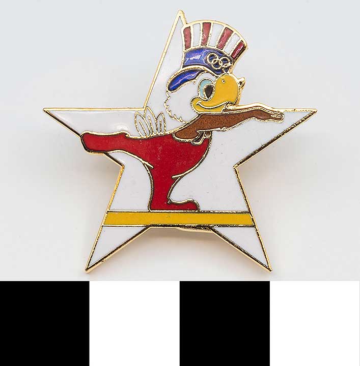 Thumbnail of Commemorative Olympic Pin Set: Eagle on Balance Beam, White Star (1984.04.0001S)
