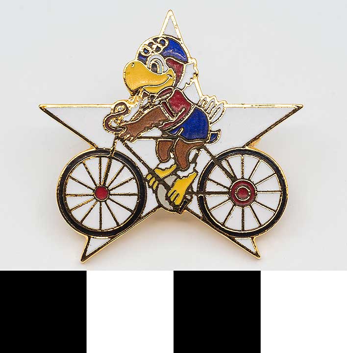 Thumbnail of Commemorative Olympic Pin Set: Eagle Cyclist,  White Star (1984.04.0001T)