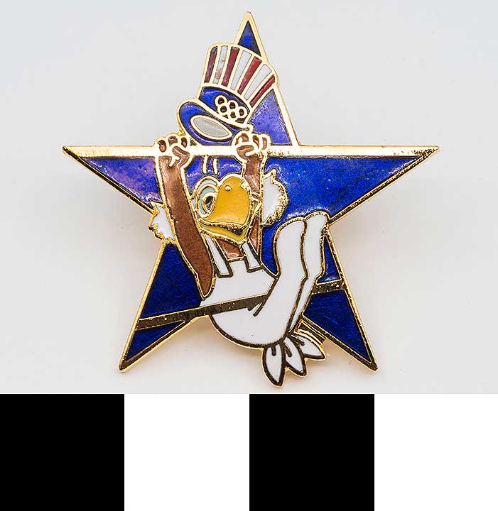 Thumbnail of Commemorative Olympic Pin Set: Eagle on Parallel Bars, Blue Star (1984.04.0001W)
