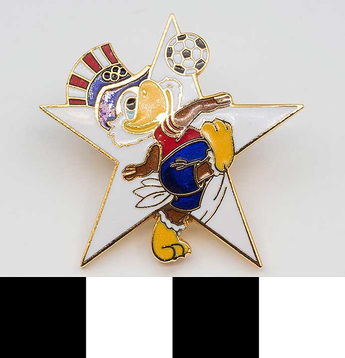 Thumbnail of Commemorative Olympic Pin Set: Eagle with Soccer Ball, White Star (1984.04.0001Y)