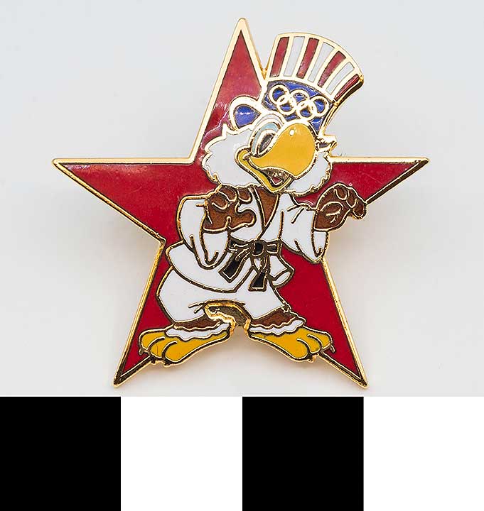Thumbnail of Commemorative Olympic Pin Set: Eagle in Karate Robe, Red Star (1984.04.0001Z)