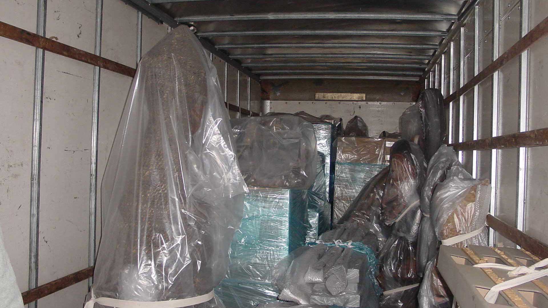 The truck fully loaded with artifacts