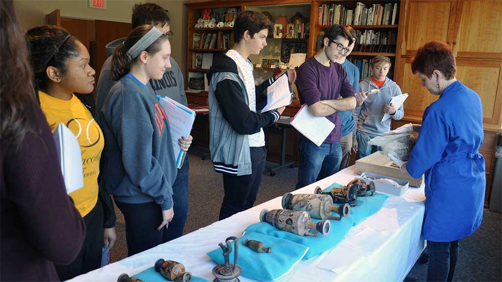 Classic Civ 160 students learn about ceramic and lead artifacts