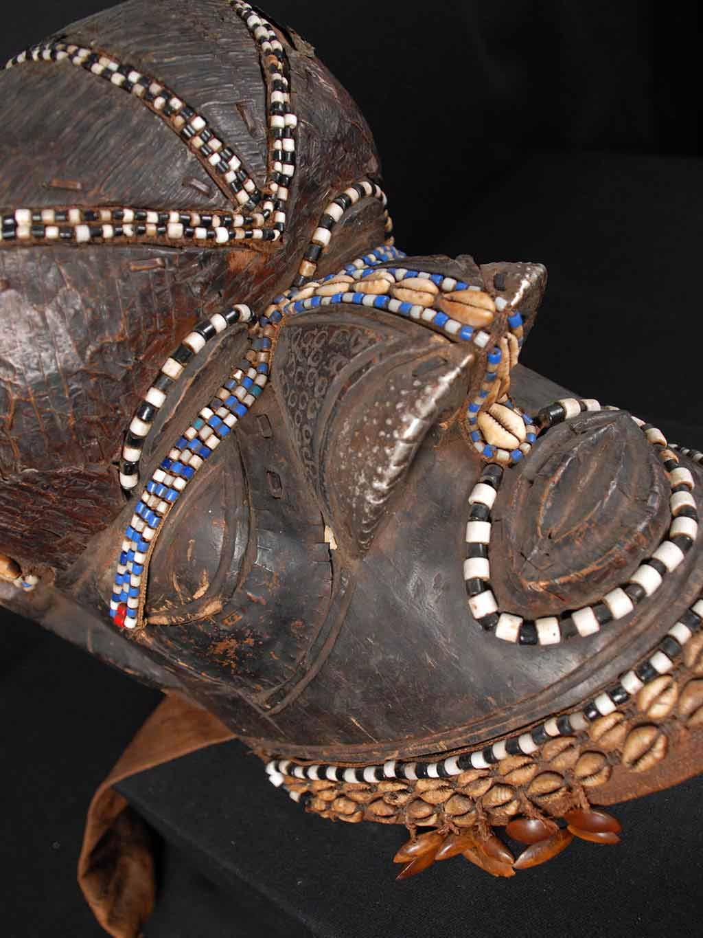 African mask detail view from an angle