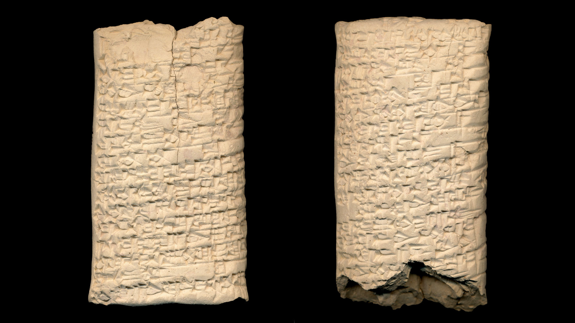 front and back of an ancient cuneiform tablet side by side