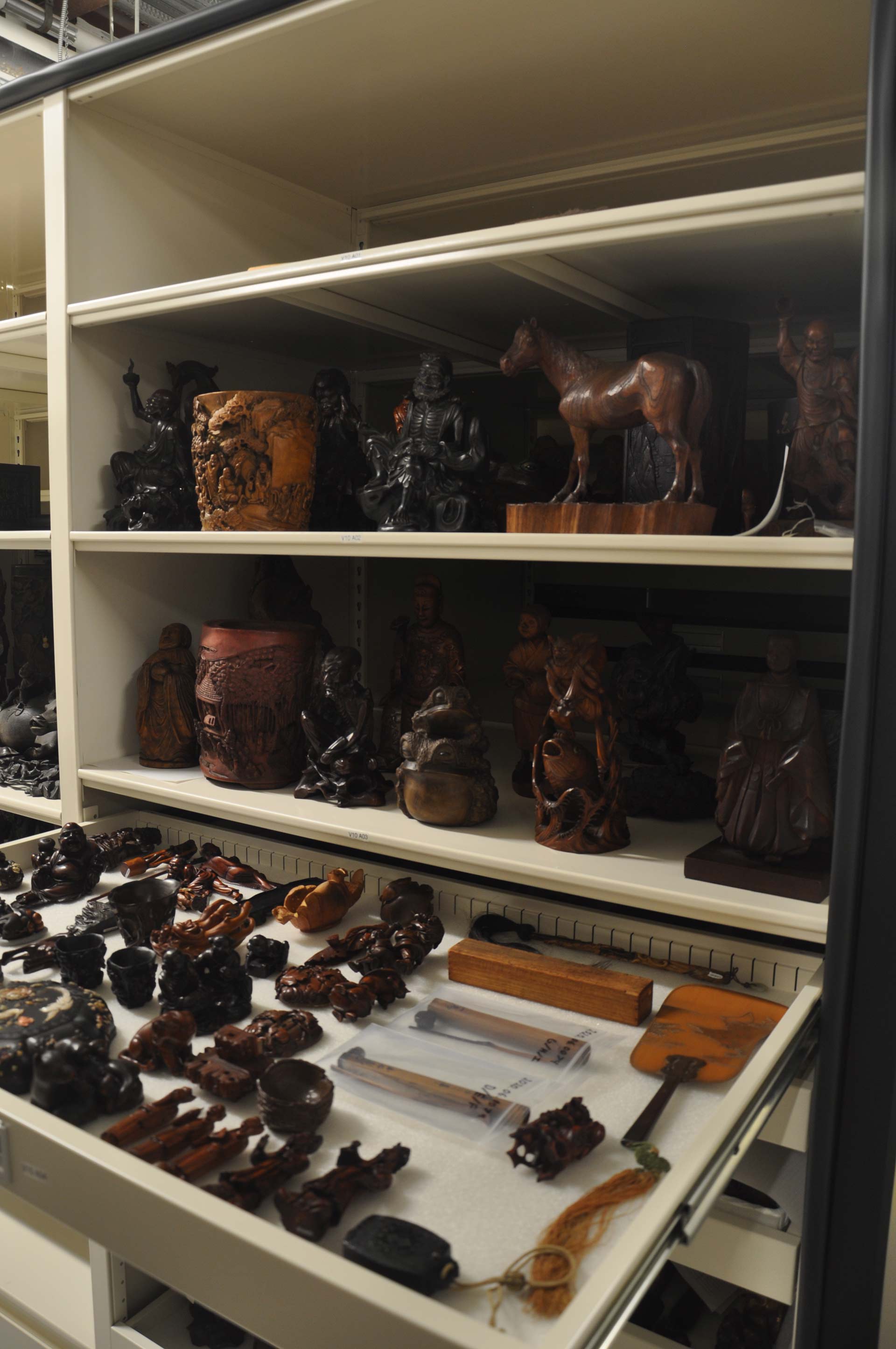 view of storage with objects from the Fruend collection in it