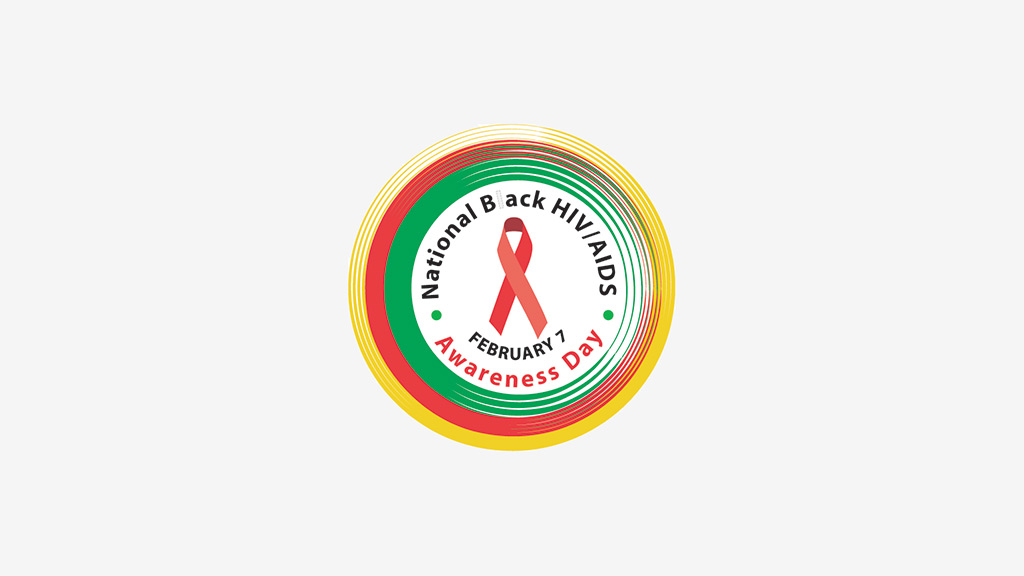National Black HIV/AIDS Awareness emblem in yellow, red, and green with red ribbon