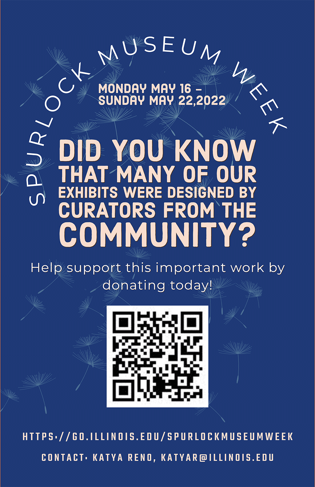 spurlock museum week poster highlighting community curation in text with QR code to campaign page