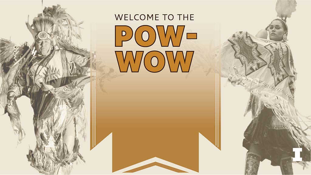 cut out images of Native American dancers with Welcome to the Pow-wow in the middle