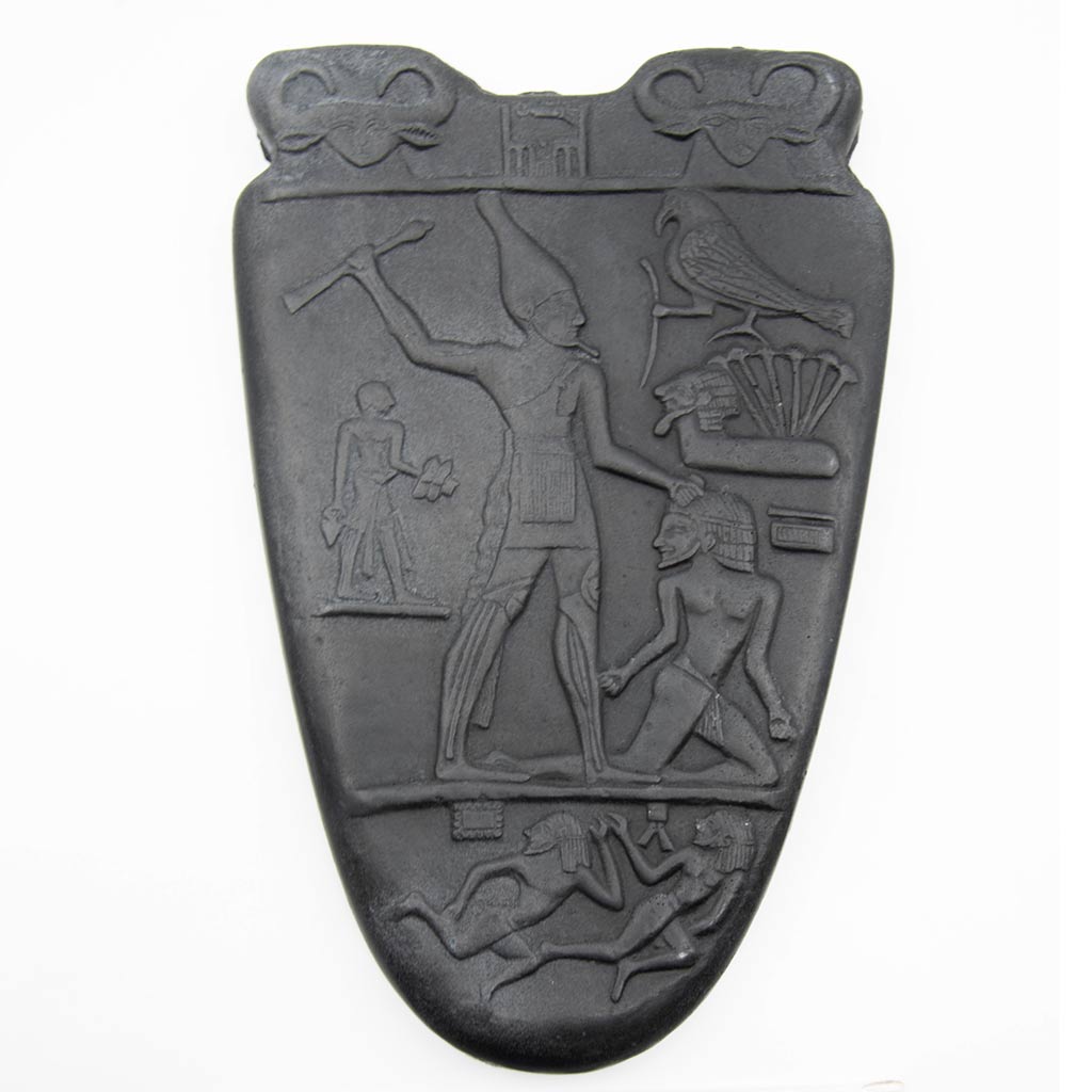 a dark gray palette depicting a smiting pose