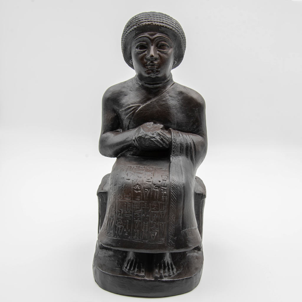 a diorite statue of Gudea peacefully sitting