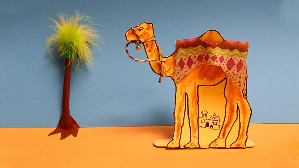 Paper craft camel and tree
