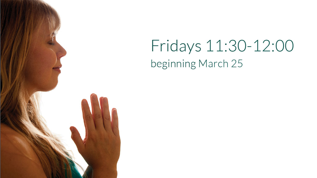 Mindful Meditation: Fridays 11:30-12:00 Beginning 3/25/16
