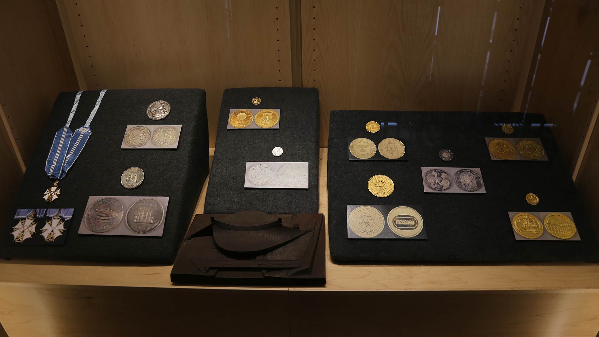 view of objects from the Modern Olympics and the Avery Brundage Collection exhibit