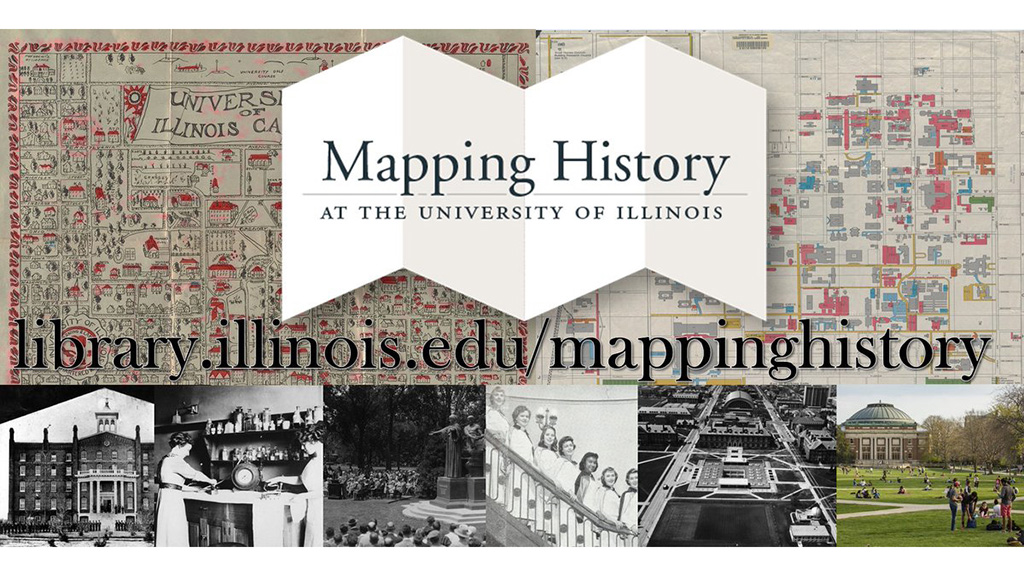 Historical pictures of University of Illinois as background, with Mapping History logo