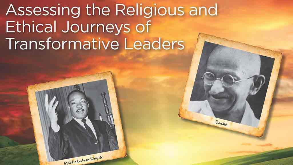 An image featuring the a portion of the title of the talk, as well as a picture of Martin Luther King Jr and a picture of Mahatma Gandhi.