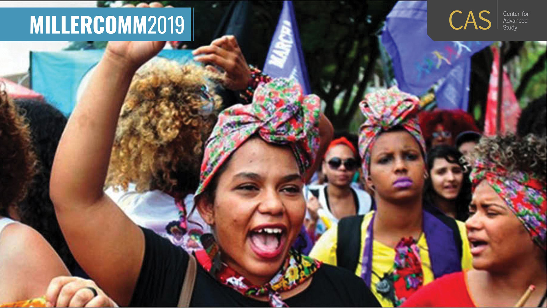 women activists assemble and raise a hand in solidarity