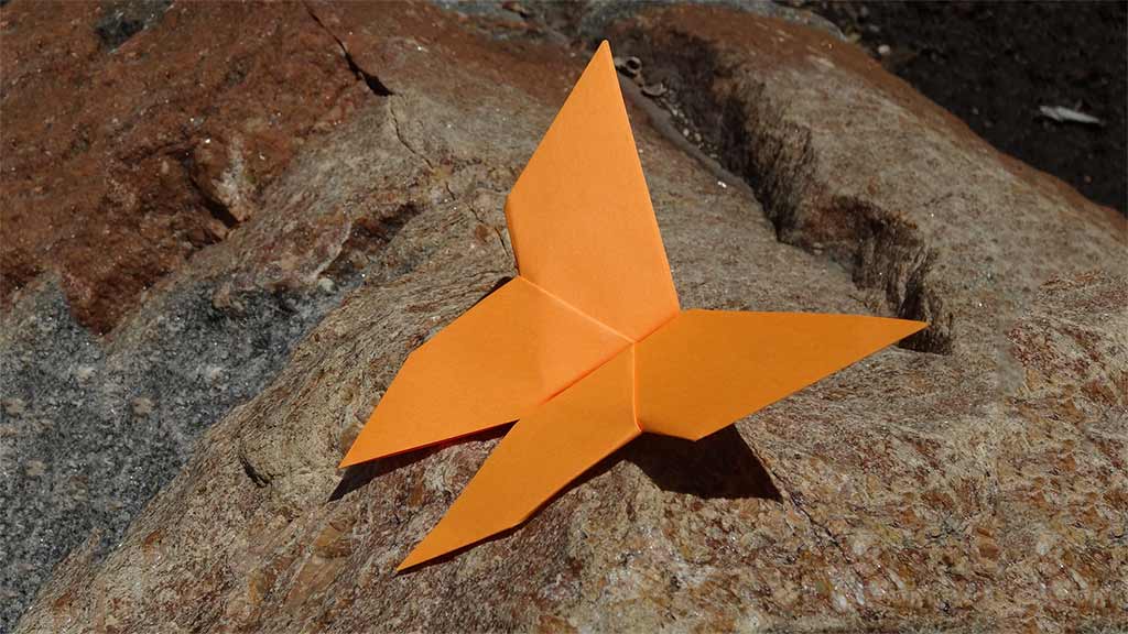 An orange origami butterfly 
