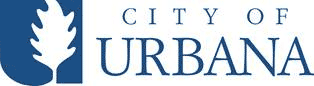 City of Urbana logo with blue U and inset leaf