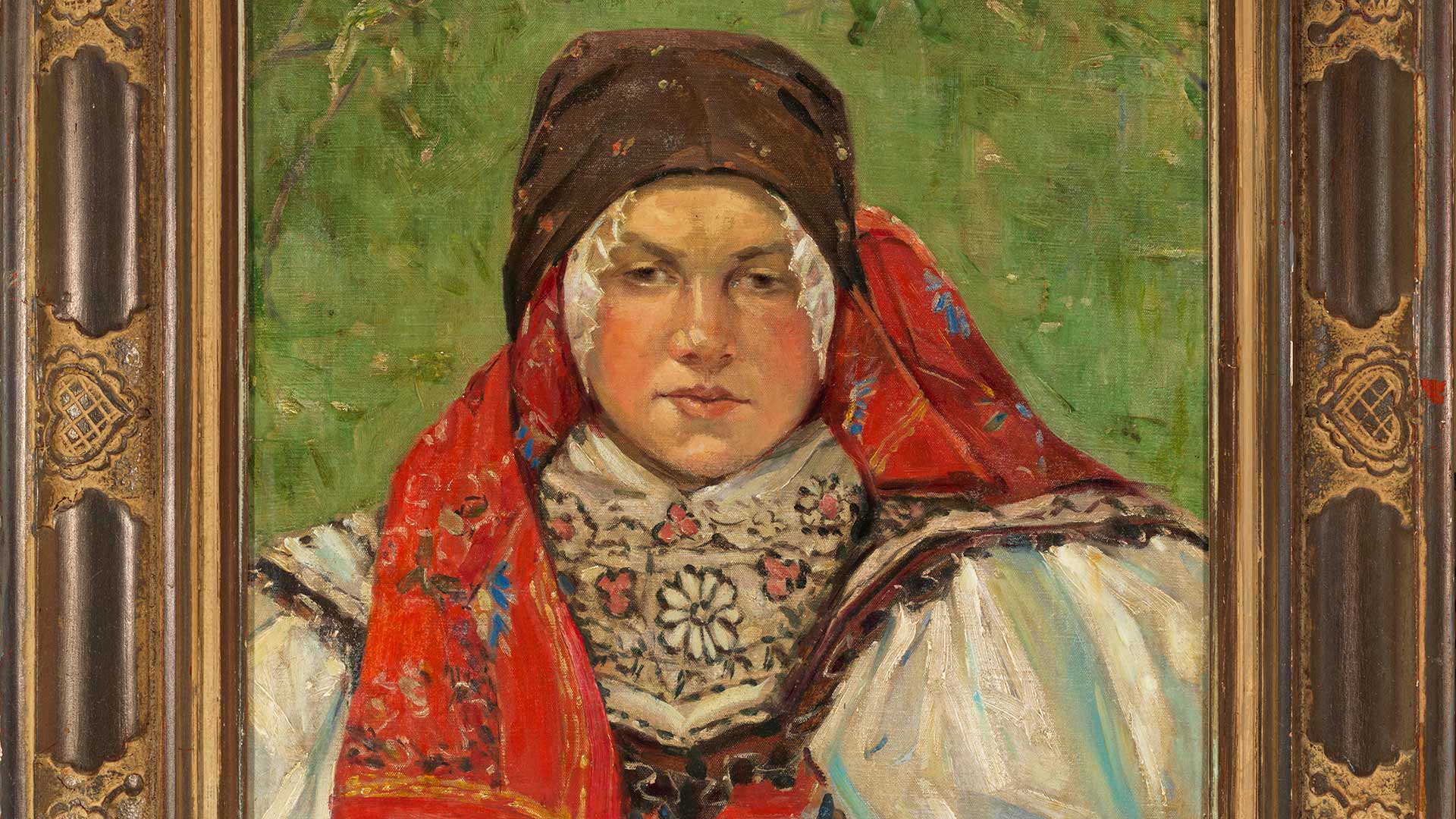 Painting of woman with headscarf