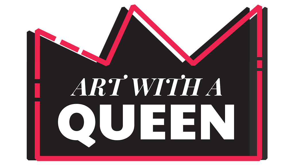 Art with a Queen logo with styled red and black crown