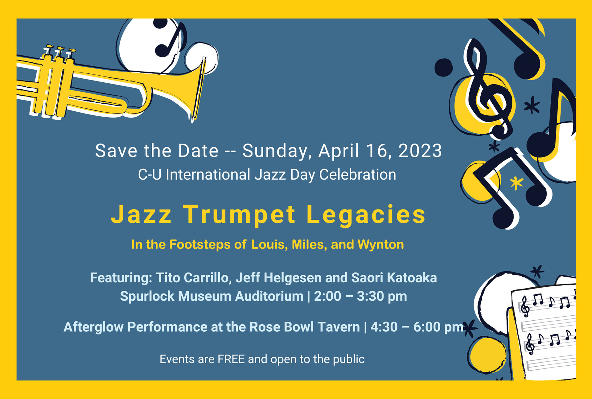 /img/photos of three jazz musicians on a blue background with yellow text that repeats information given