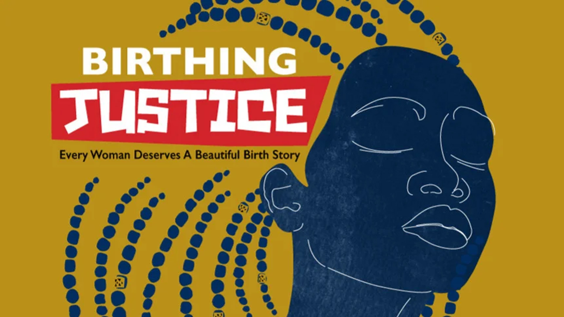 blue illustration of a black woman accompanying the title of the documentary