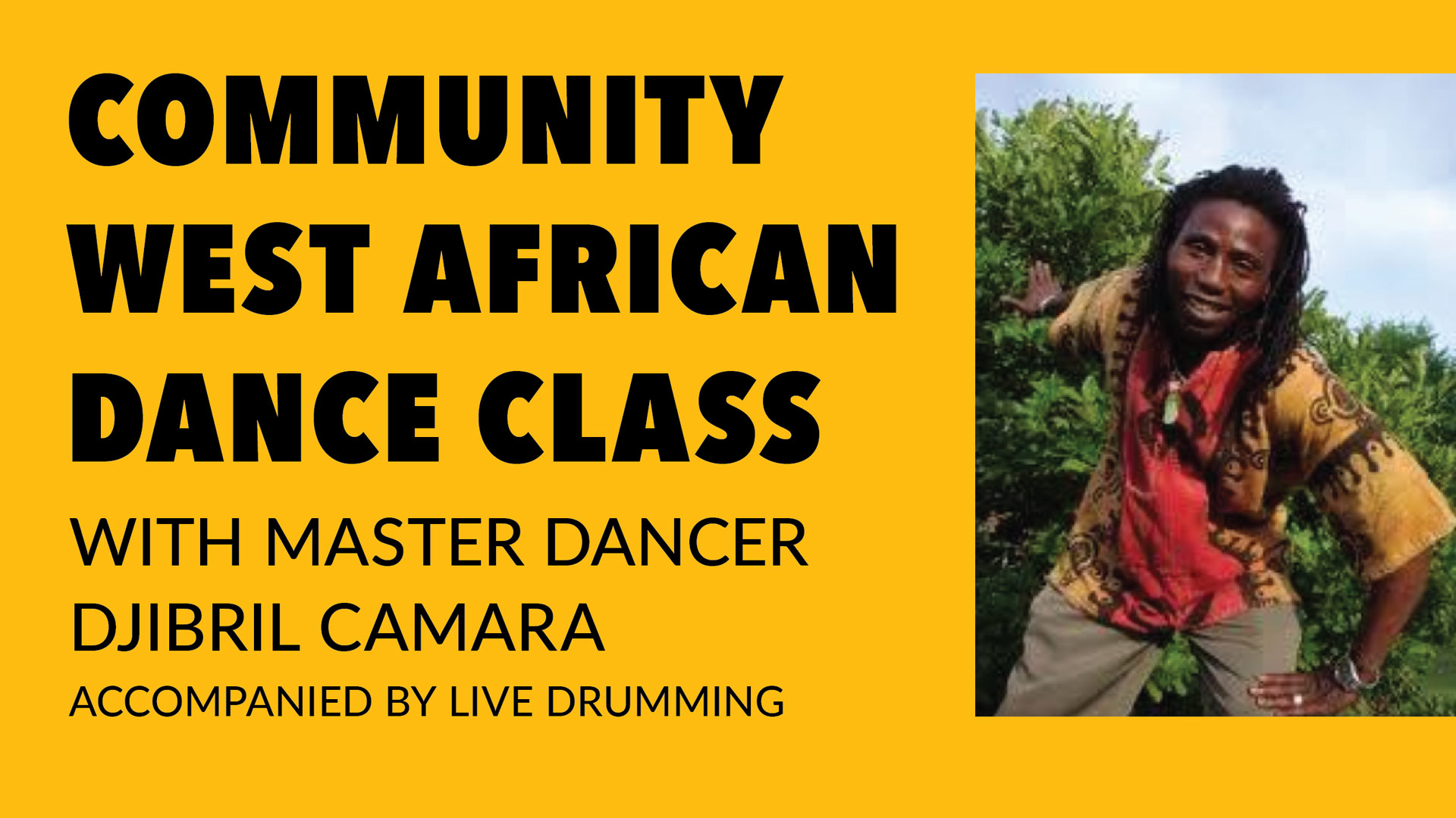 Title page for this event with a photo of the master dancer.