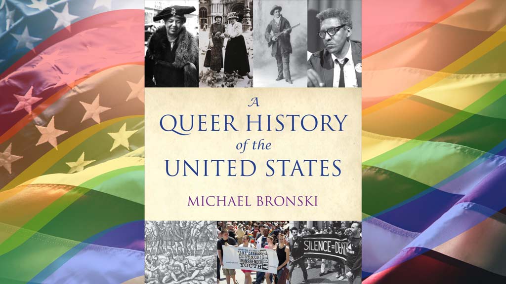 A book cover with the top part containing black and white images of people wearing old-fashion clothing, middle part contains the title and author, and the bottom contains images of various protests.
