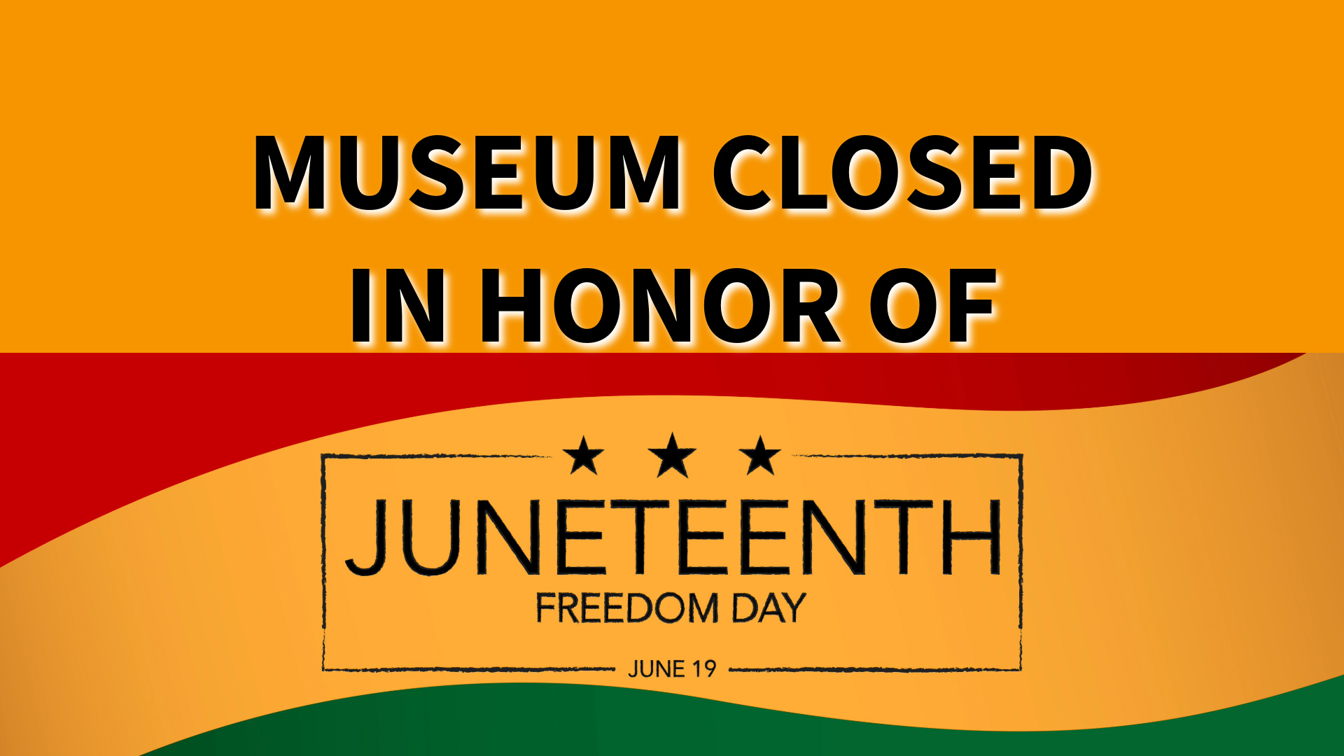 freedom day "Juneteenth" text with a yellow, green, and red background