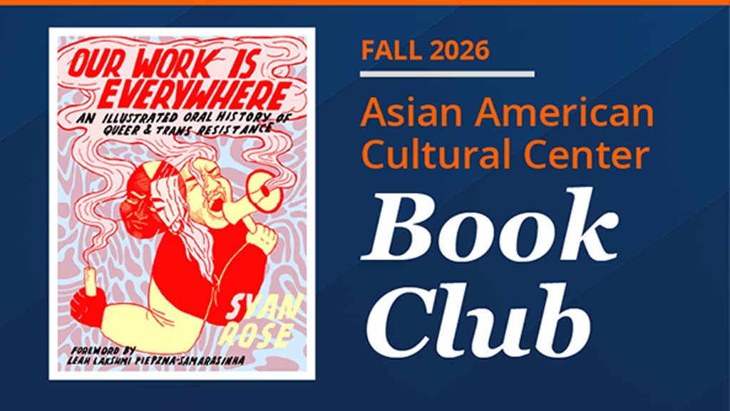 A colorful book cover with a red and yellow person intertwined with the title Our Work is Everywhere.