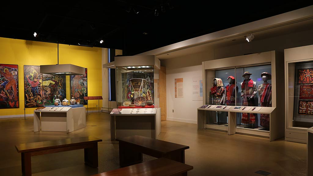 exhibit cases features objects in the gallery