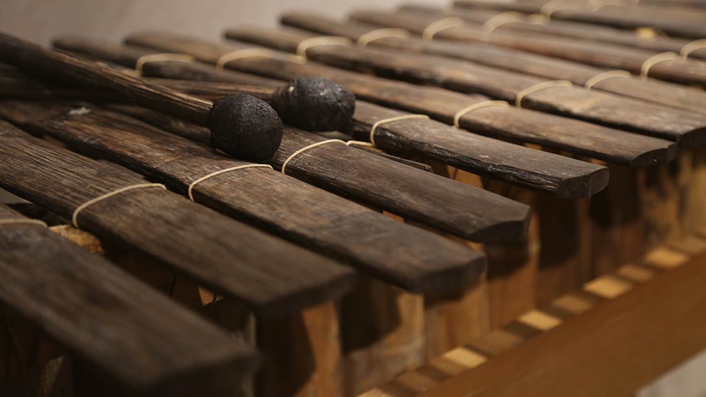 closeup of marimba and mallets