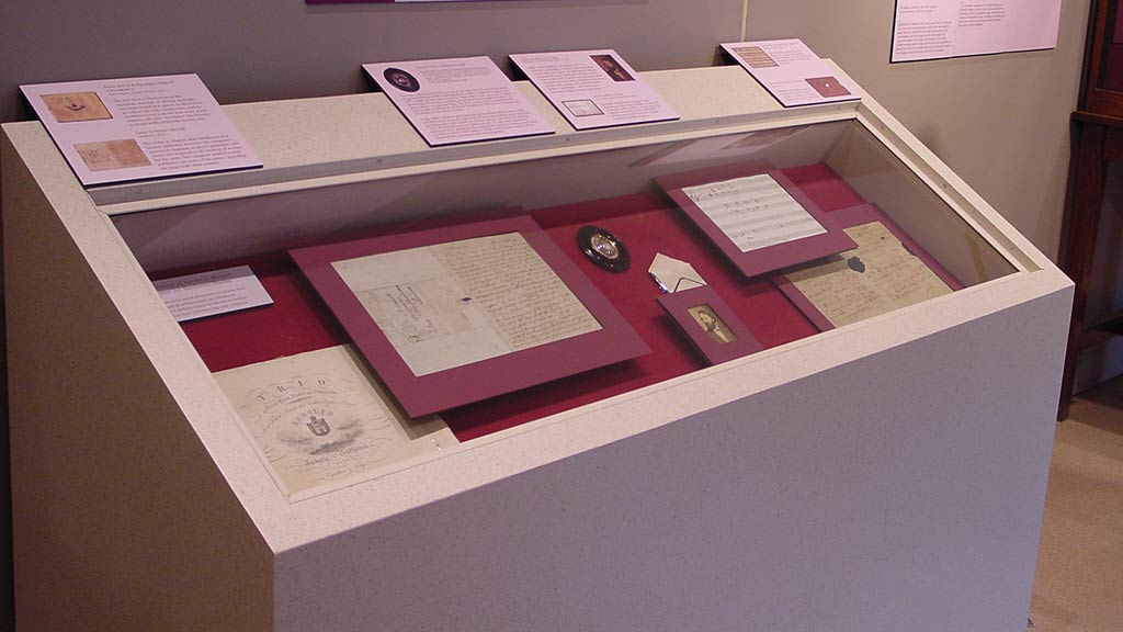information panels that talk about the artifacts in the display case
